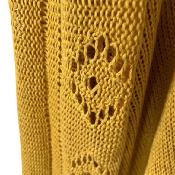 Mustard Yellow Open Front Knit Cardigan - Picture 3 of 4